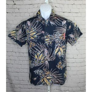 Mango House Okinawa Kariyushi Hawaiian Camp Button Down Shirt Men's Medium Blue